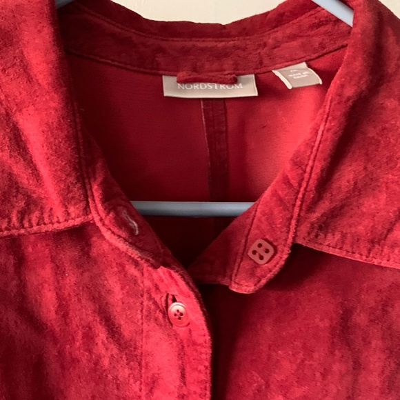 Nordstrom Women's Red Genuine Leather Button Coat Jacket XL - Picture 4 of 7